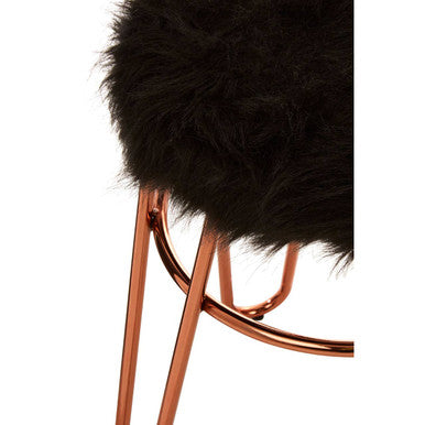 Orsina District Faux Fur Stool – Rose Gold Finish Glam Vanity Seat