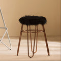 Orsina District Faux Fur Stool – Rose Gold Finish Glam Vanity Seat