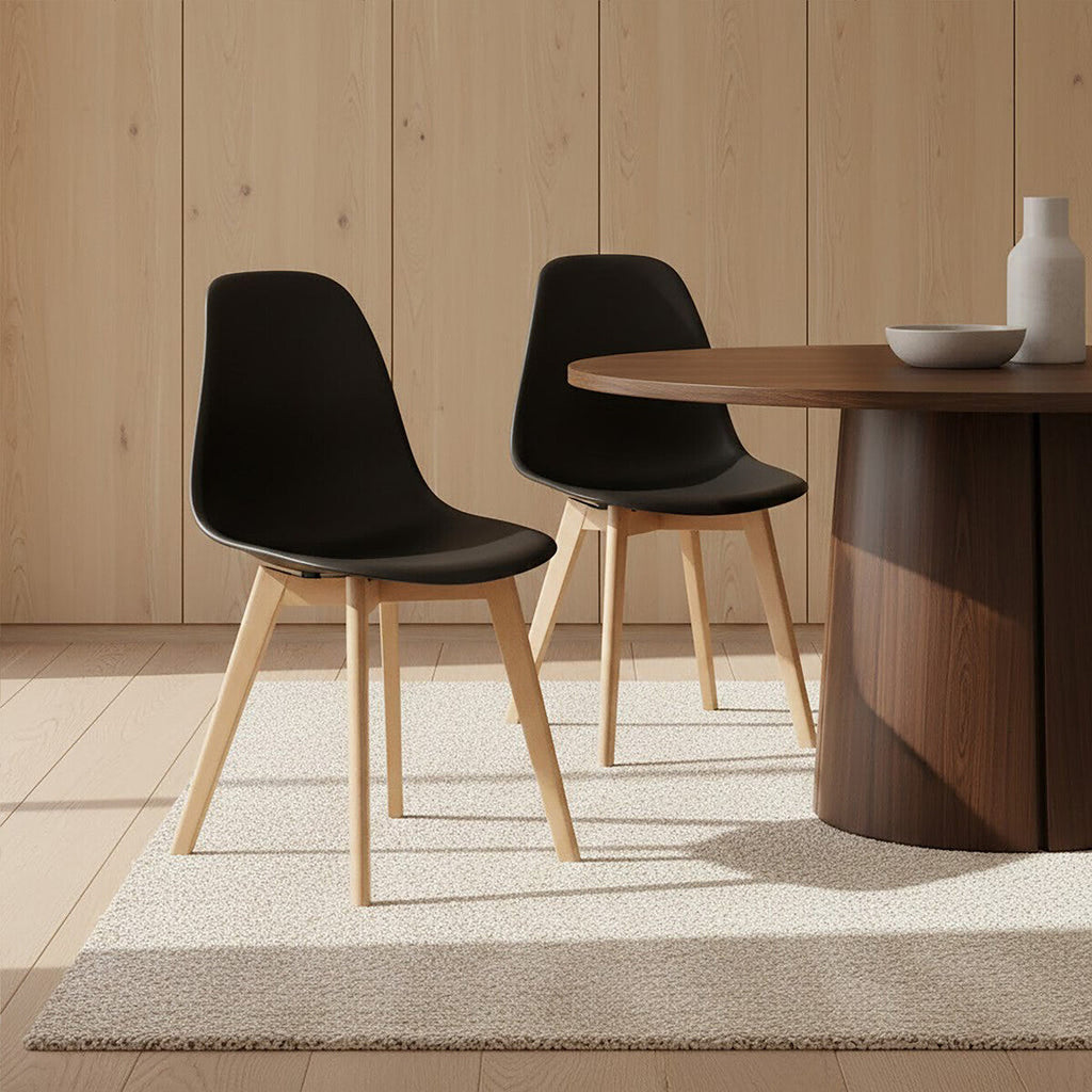 Orsina Stockholm Black Dining Chair with Beech Wood Legs - Modern Style