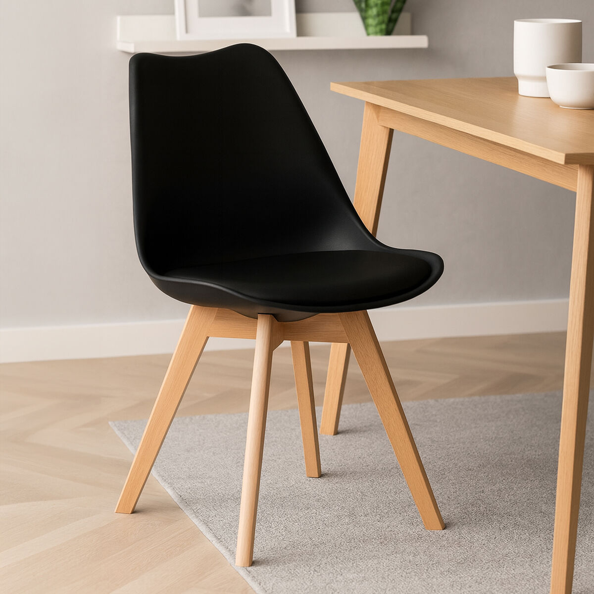 Orsina Stockholm Black Dining Chair | Padded Seat & Beech Wood Legs