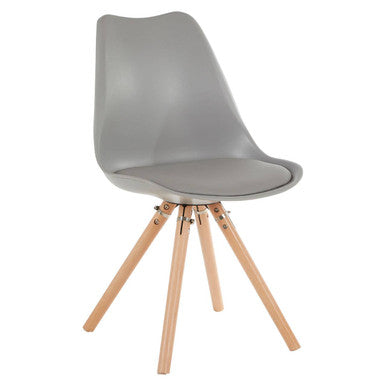 Orsina Stockholm Grey Retro Dining Chair – Mid-Century Beech Wood Legs