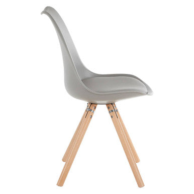 Orsina Stockholm Grey Retro Dining Chair – Mid-Century Beech Wood Legs