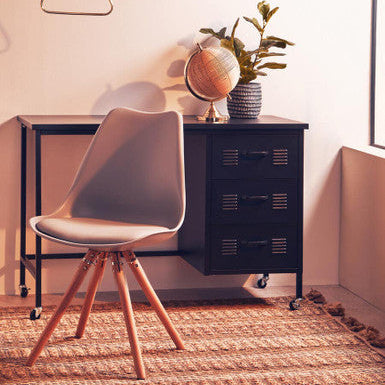 Orsina Stockholm Grey Retro Dining Chair – Mid-Century Beech Wood Legs