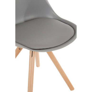 Orsina Stockholm Grey Retro Dining Chair – Mid-Century Beech Wood Legs