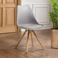 Orsina Stockholm Grey Retro Dining Chair – Mid-Century Beech Wood Legs