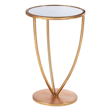 Orsina Marcia Round Gold Side Table – Mirrored Top Accent Table