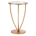 Orsina Marcia Round Gold Side Table – Mirrored Top Accent Table