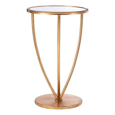 Orsina Marcia Round Gold Side Table – Mirrored Top Accent Table