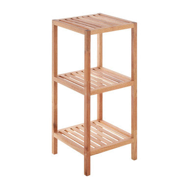Orsina Salon 3 Tier Walnut Wood Bathroom Shelf Unit – Wooden Organiser