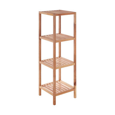 Orsina ARLA 4-Tier Walnut Wood Bathroom Shelf Unit – Compact Storage