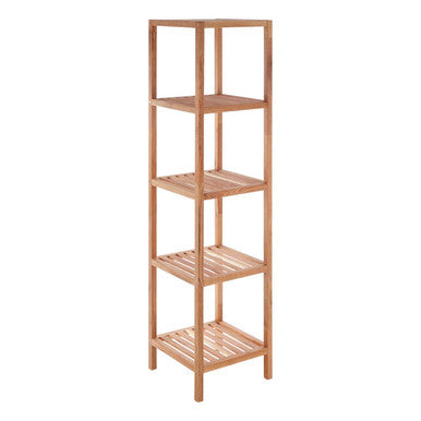 Orsina Arla 5-Tier Walnut Wood Tall Shelf Unit | Slim Bathroom Storage