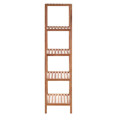 Orsina Arla 5-Tier Walnut Wood Tall Shelf Unit | Slim Bathroom Storage