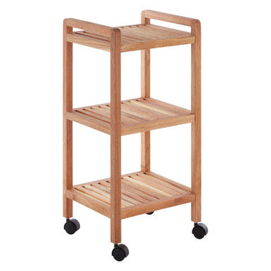 Orsina ARLA 3-Tier Walnut Wood Bathroom Trolley | Mobile Storage Cart