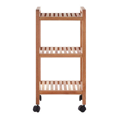 Orsina ARLA 3-Tier Walnut Wood Bathroom Trolley | Mobile Storage Cart