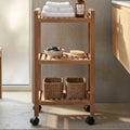 Orsina ARLA 3-Tier Walnut Wood Bathroom Trolley | Mobile Storage Cart