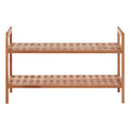 Orsina Arla 2-Tier Stackable Shoe Rack – Walnut Wood Grid Design