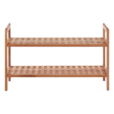 Orsina Arla 2-Tier Stackable Shoe Rack – Walnut Wood Grid Design