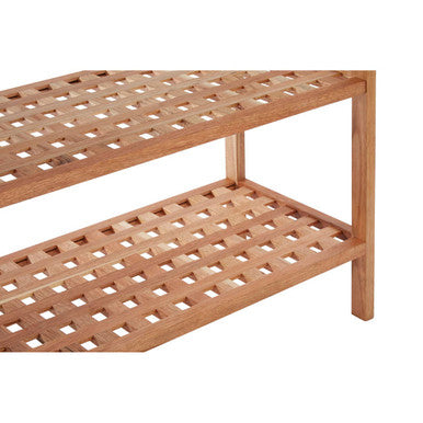 Orsina Arla 2-Tier Stackable Shoe Rack – Walnut Wood Grid Design