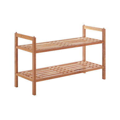 Orsina Arla 2-Tier Stackable Walnut Wood Shoe Rack | Entryway Storage