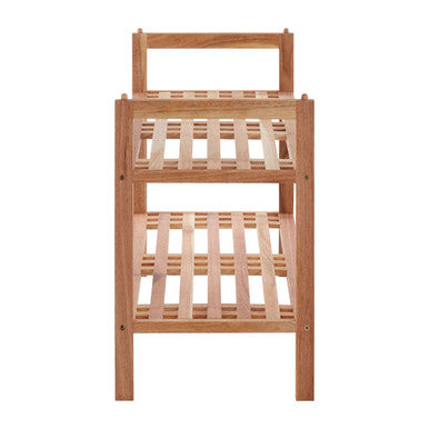 Orsina Arla 2-Tier Stackable Walnut Wood Shoe Rack | Entryway Storage