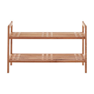 Orsina Arla 2-Tier Stackable Walnut Wood Shoe Rack | Entryway Storage