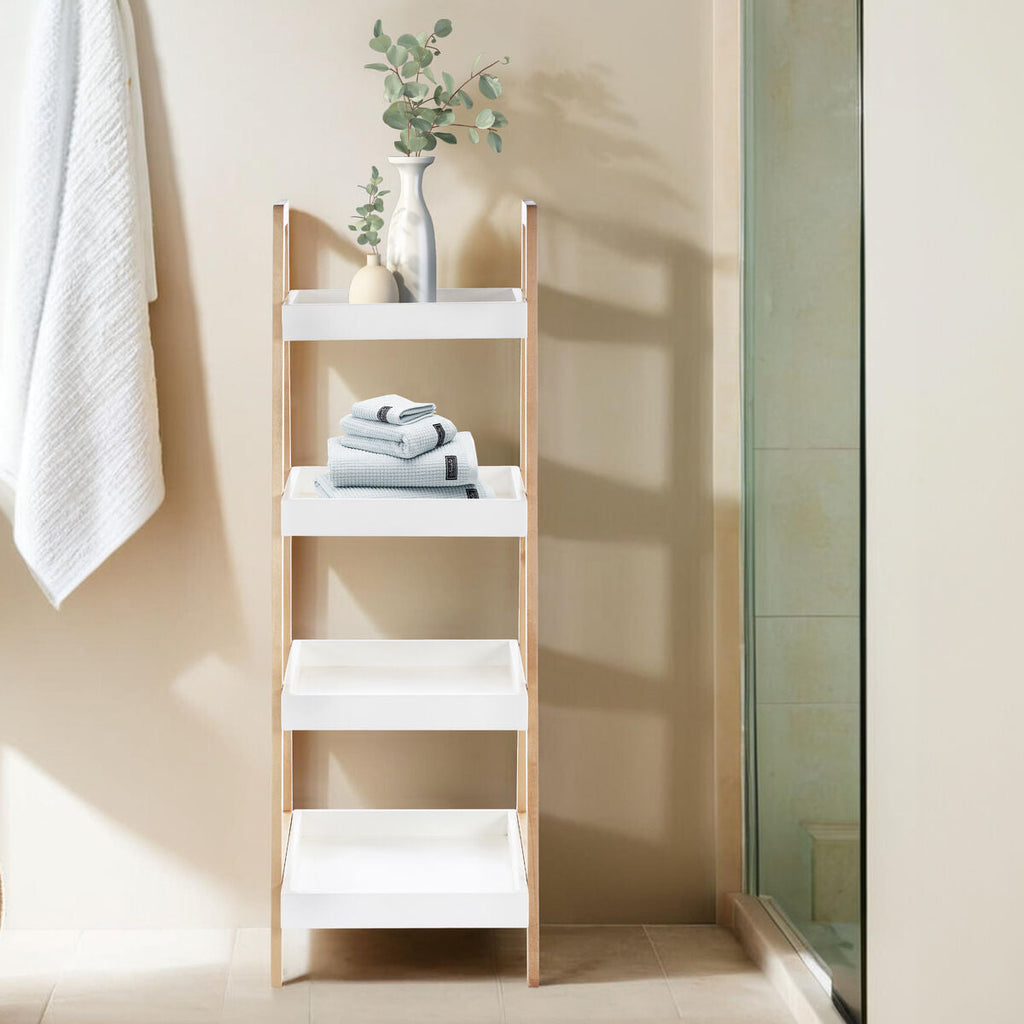 Orsina ARLA 4-Tier Birch Wood Bathroom Shelf Unit – Slim Storage