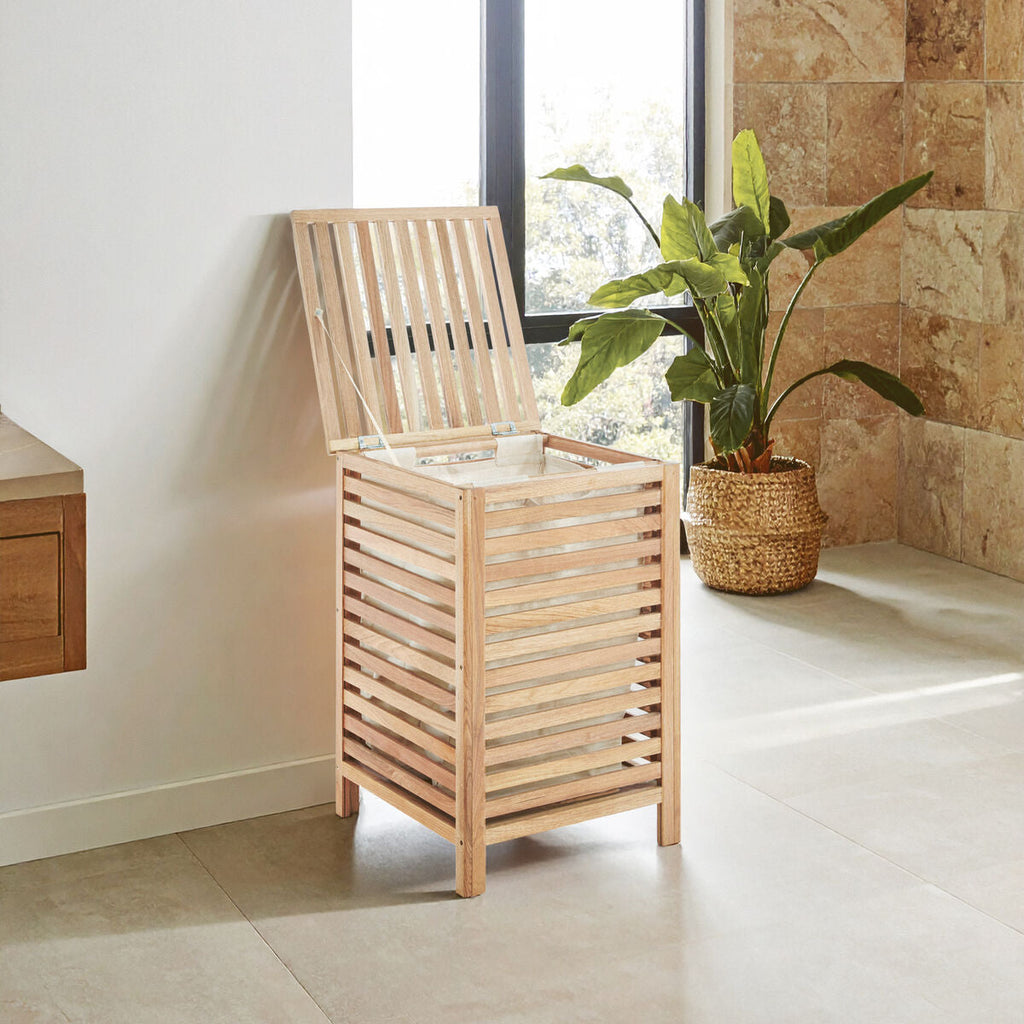 Orsina Arla Walnut Wood Laundry Hamper with Removable Lining
