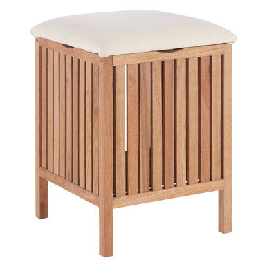 Orsina Walnut Wood Storage Stool – Modern Hallway Seating & Organizer