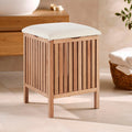 Orsina Walnut Wood Storage Stool – Modern Hallway Seating & Organizer