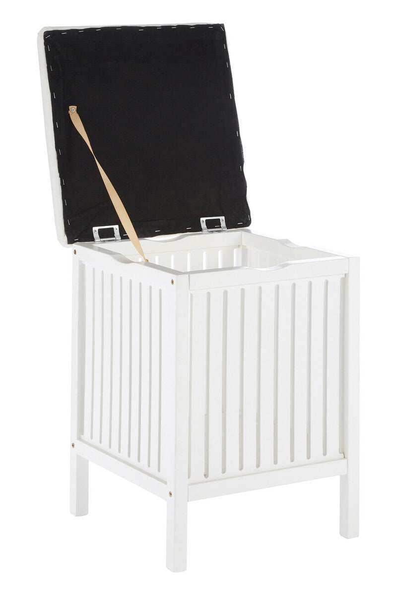 Orsina Salon White Bathroom Storage Stool with Padded Seat Bench