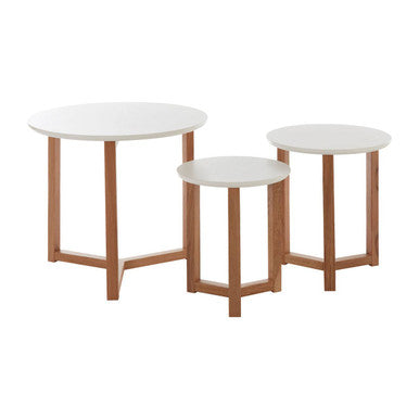 Orsina Nostra Nesting Side Tables – Set of 3 Round White & Black