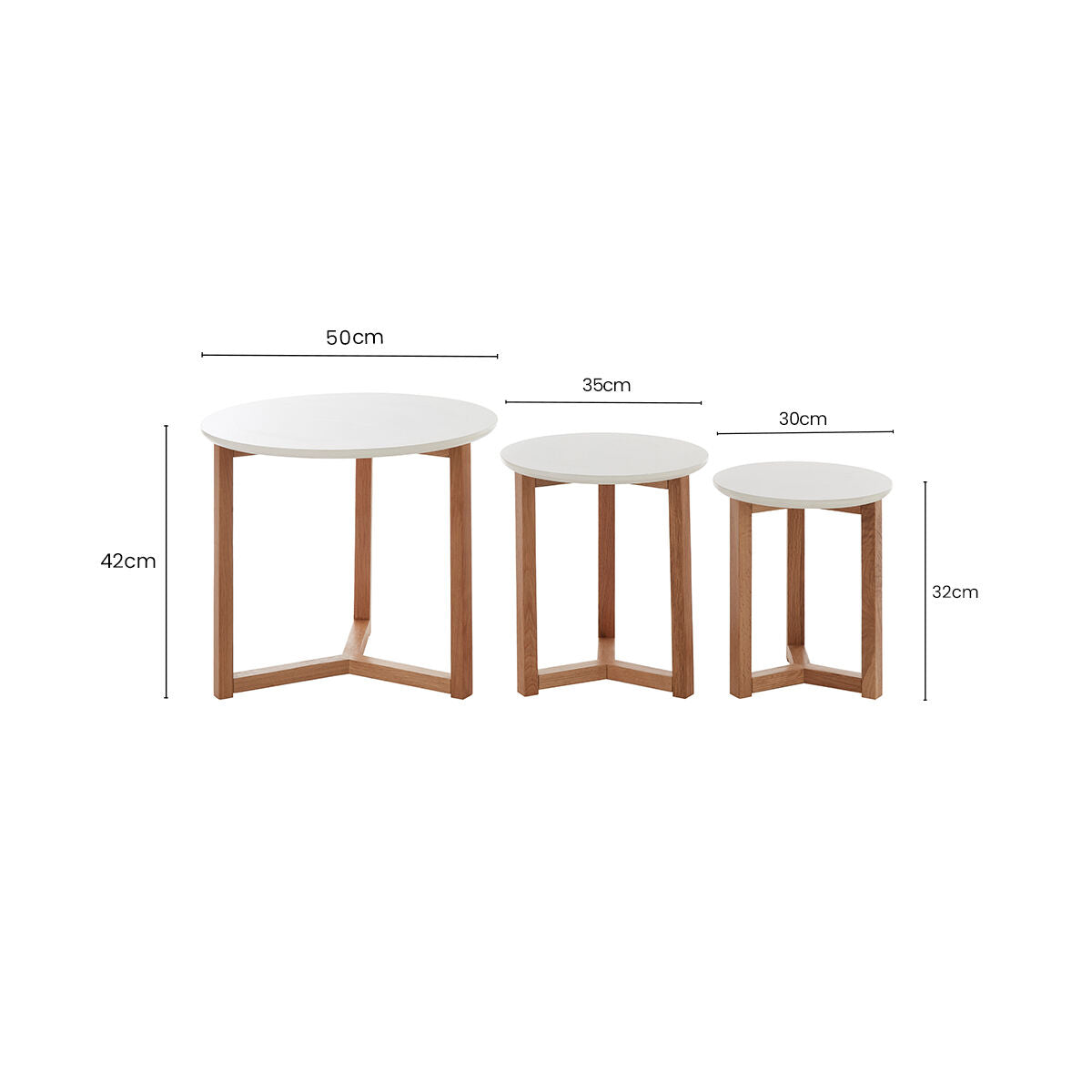 Orsina Nostra Nesting Side Tables – Set of 3 Round White & Black