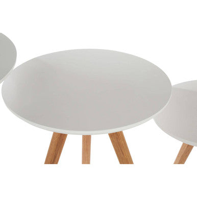 Orsina Nostra Set of 3 Round Nesting Side Tables – White MDF & Wood
