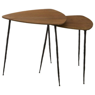 Orsina Gamelan Nesting Side Tables – Set of 2 Triangular Oak Veneer