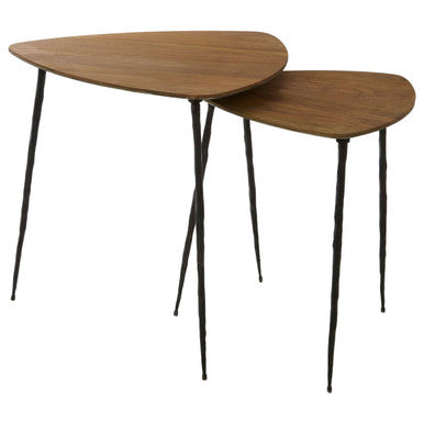 Orsina Gamelan Nesting Side Tables – Set of 2 Triangular Oak Veneer