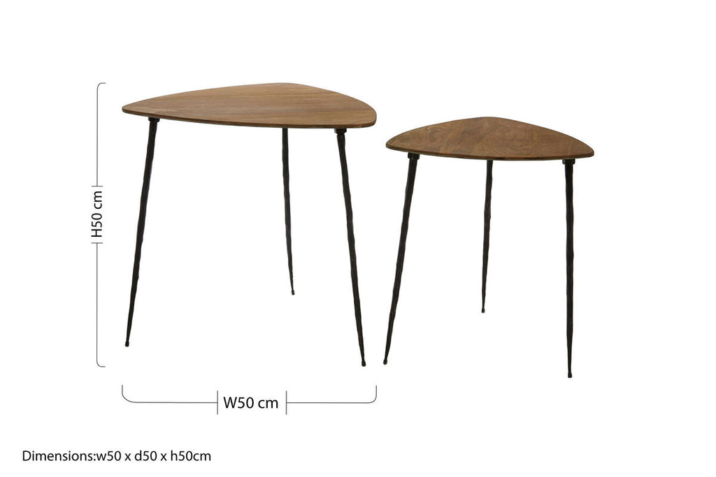 Orsina Gamelan Nesting Side Tables – Set of 2 Triangular Oak Veneer