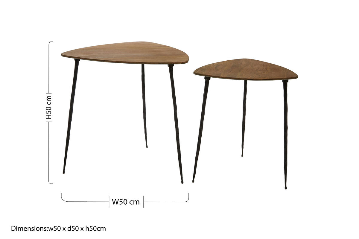 Orsina Gamelan Nesting Side Tables – Set of 2 Triangular Oak Veneer