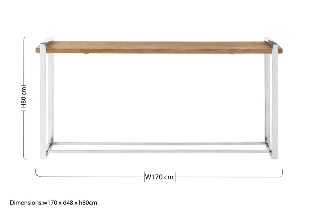 Orsina Menteng Console Table – Elm Wood and Stainless Steel