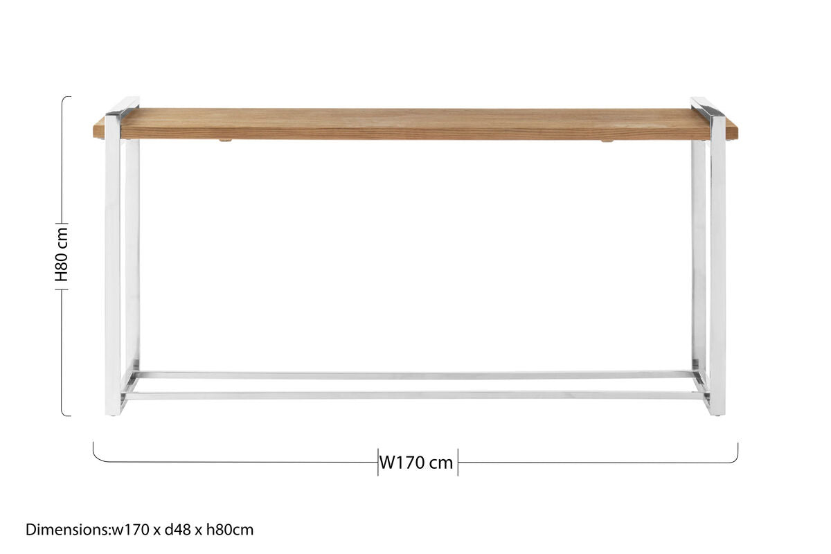 Orsina Menteng Console Table – Elm Wood and Stainless Steel