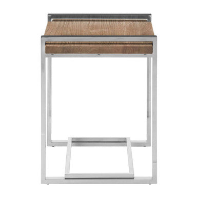 Orsina Menteng Side Table – Rectangular Elm Wood & Stainless Steel