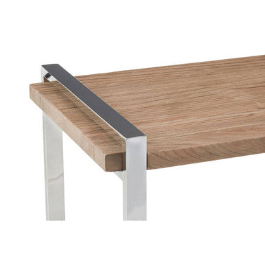 Orsina Menteng Side Table – Rectangular Elm Wood & Stainless Steel