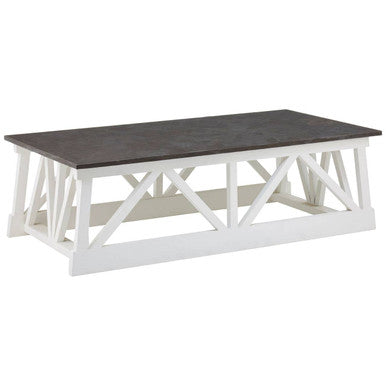 Orsina Monas Coffee Table – Black Stone Top & White Alder Wood