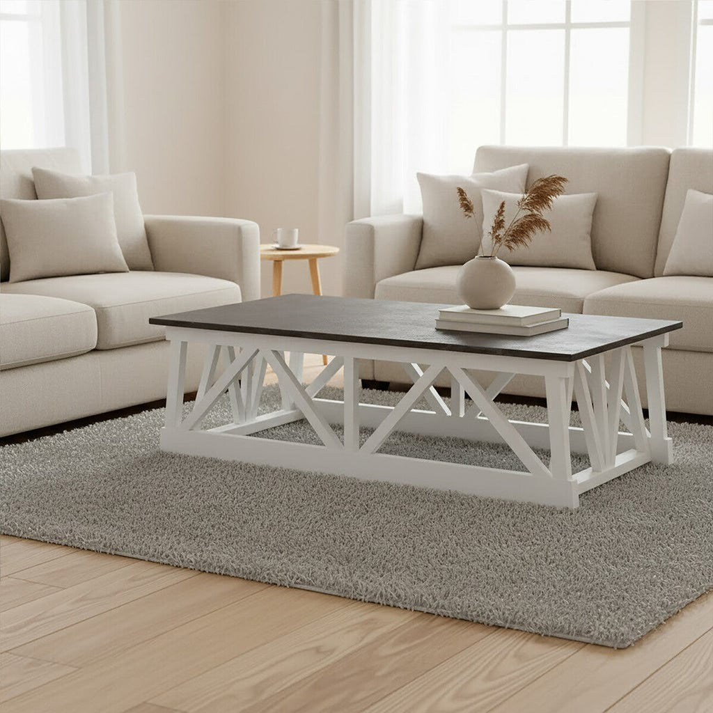 Orsina Monas Coffee Table – Black Stone Top & White Alder Wood