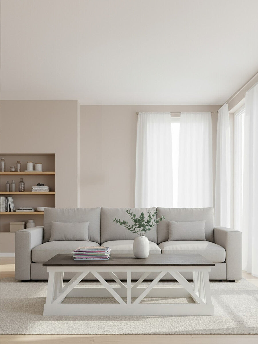 Orsina Monas Coffee Table – Black Stone Top & White Alder Wood