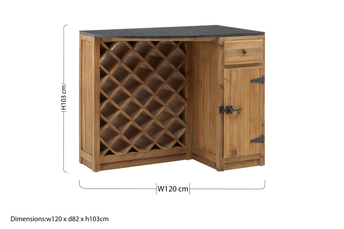 Orsina Toba Natural Kitchen Island – Modern Breakfast Bar Unit