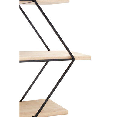 Orsina Brixton 3 Tier Rhombus Wall Shelf – Black Metal & Wood