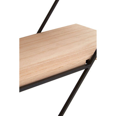 Orsina Brixton 3 Tier Rhombus Wall Shelf – Black Metal & Wood