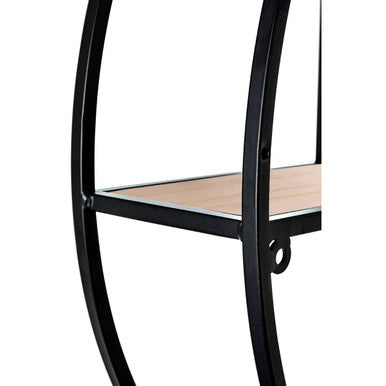 Orsina Brixton 3 Tier Round Metal Wall Shelf | Black & Natural Wood