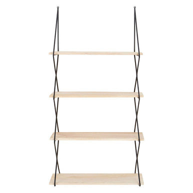 Orsina Brixton 4 Tier Wall Shelf – Modern Black & Light Wood Shelving