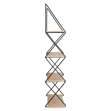 Orsina Brixton 4 Tier Wall Shelf – Modern Black & Light Wood Shelving